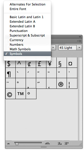 glyphs in photoshop